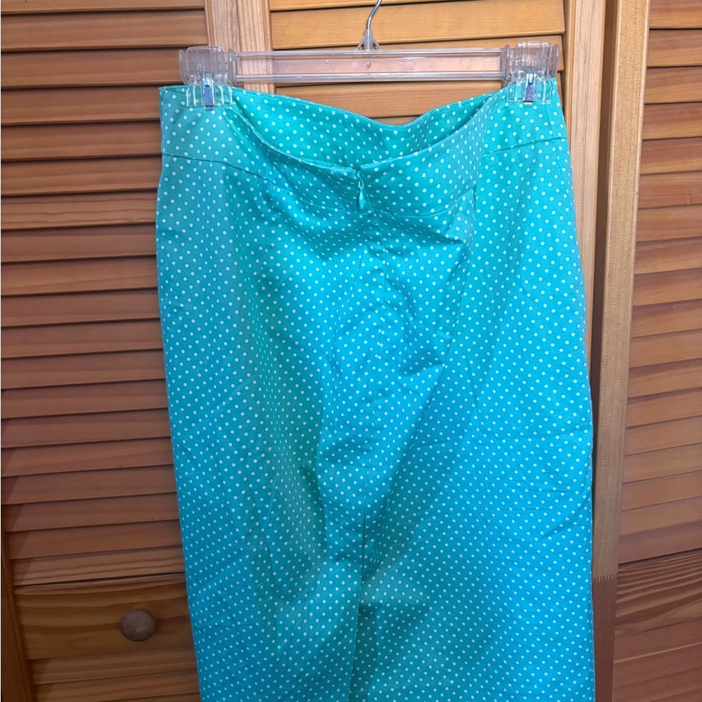 Ann Taylor Turquoise Polka Dot Pencil Skirt